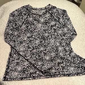 Hurley Black and White Floral Burst Long Sleeve Tee Top